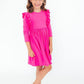 Hot Pink L/S Ruffle Twirl Dress