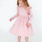 Vintage Pink L/S Ruffle Twirl Dress
