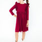Burgundy L/S Ruffle Twirl Dress
