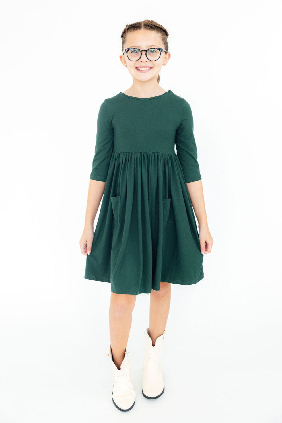 Spruce 3/4 Sleeve Pocket Twirl Dress
