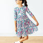 Vivid Garden 3/4 Sleeve Pocket Twirl Dress