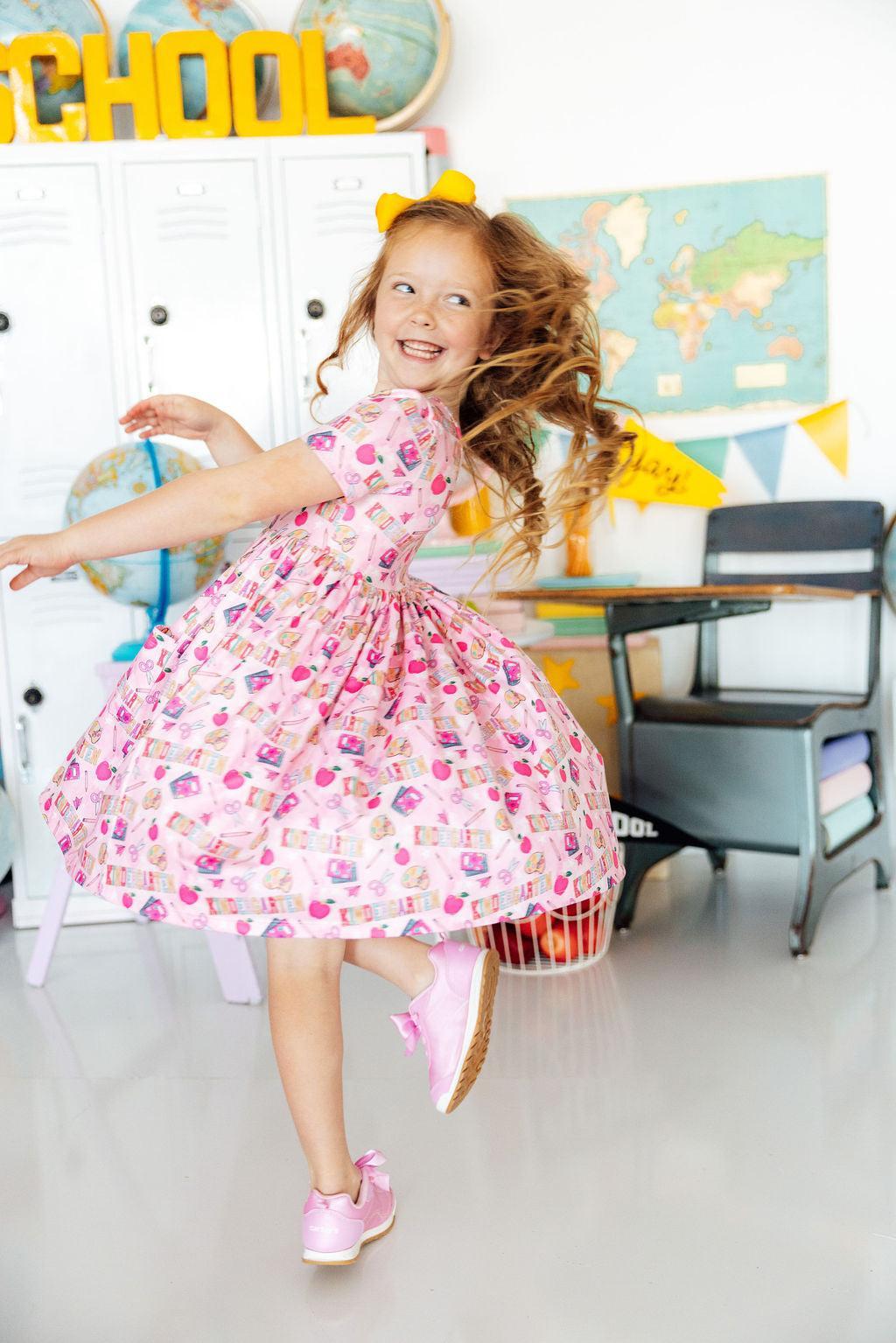 Kindergarten Short Sleeve Pocket Twirl Dress