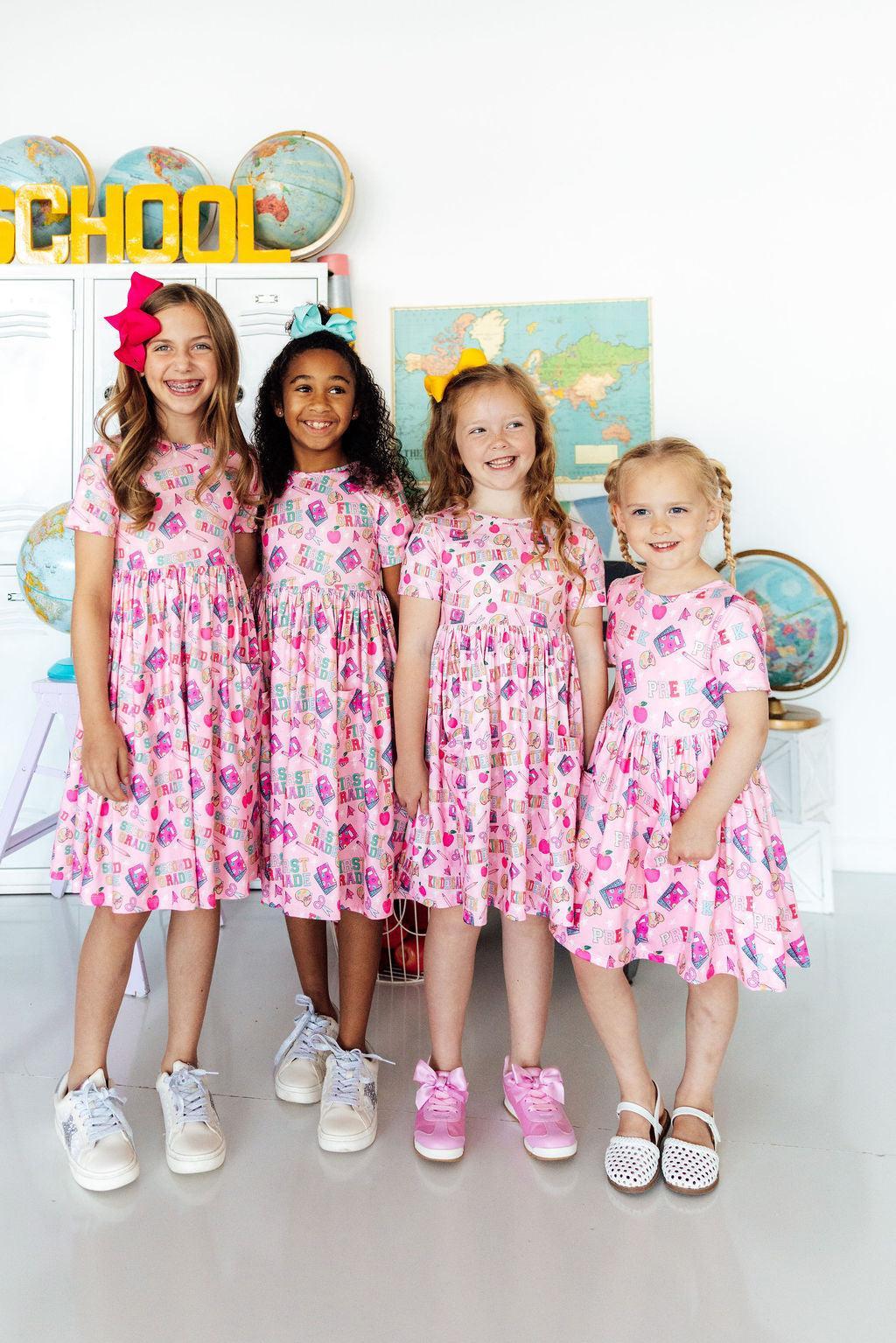 Kindergarten Short Sleeve Pocket Twirl Dress