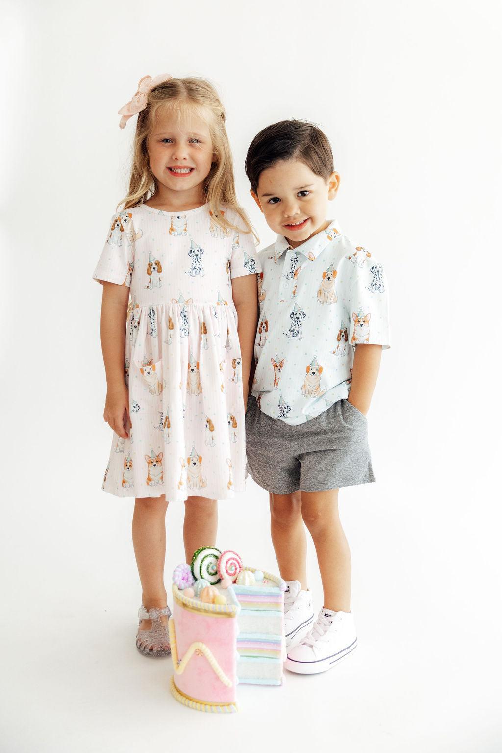 Party Pups Short-Sleeve Pocket Twirl Dress