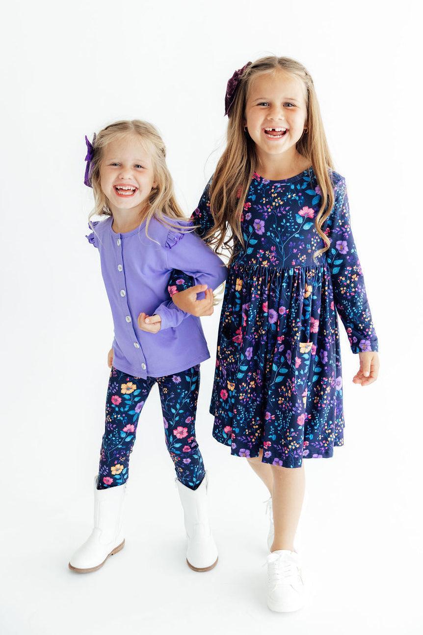 Botanical Beauty Long Sleeve Pocket Twirl Dress