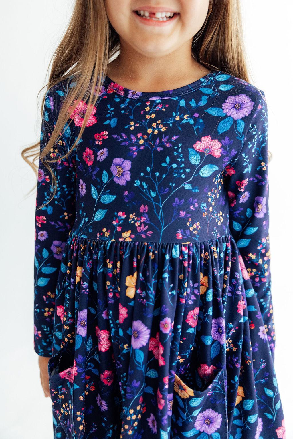 Botanical Beauty Long Sleeve Pocket Twirl Dress