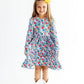 Vintage Floral Long Sleeve Pocket Twirl Dress