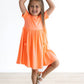 Neon Coral Short Sleeve Pocket Twirl Dress