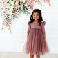 Mauve Shimmer 3/4 Sleeve Tutu Dress