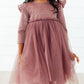 Mauve Shimmer 3/4 Sleeve Tutu Dress