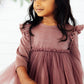 Mauve Shimmer 3/4 Sleeve Tutu Dress