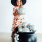 Pumpkin Peekaboo 3/4 Sleeve Pocket Twirl Dress
