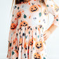 Pumpkin Peekaboo 3/4 Sleeve Pocket Twirl Dress