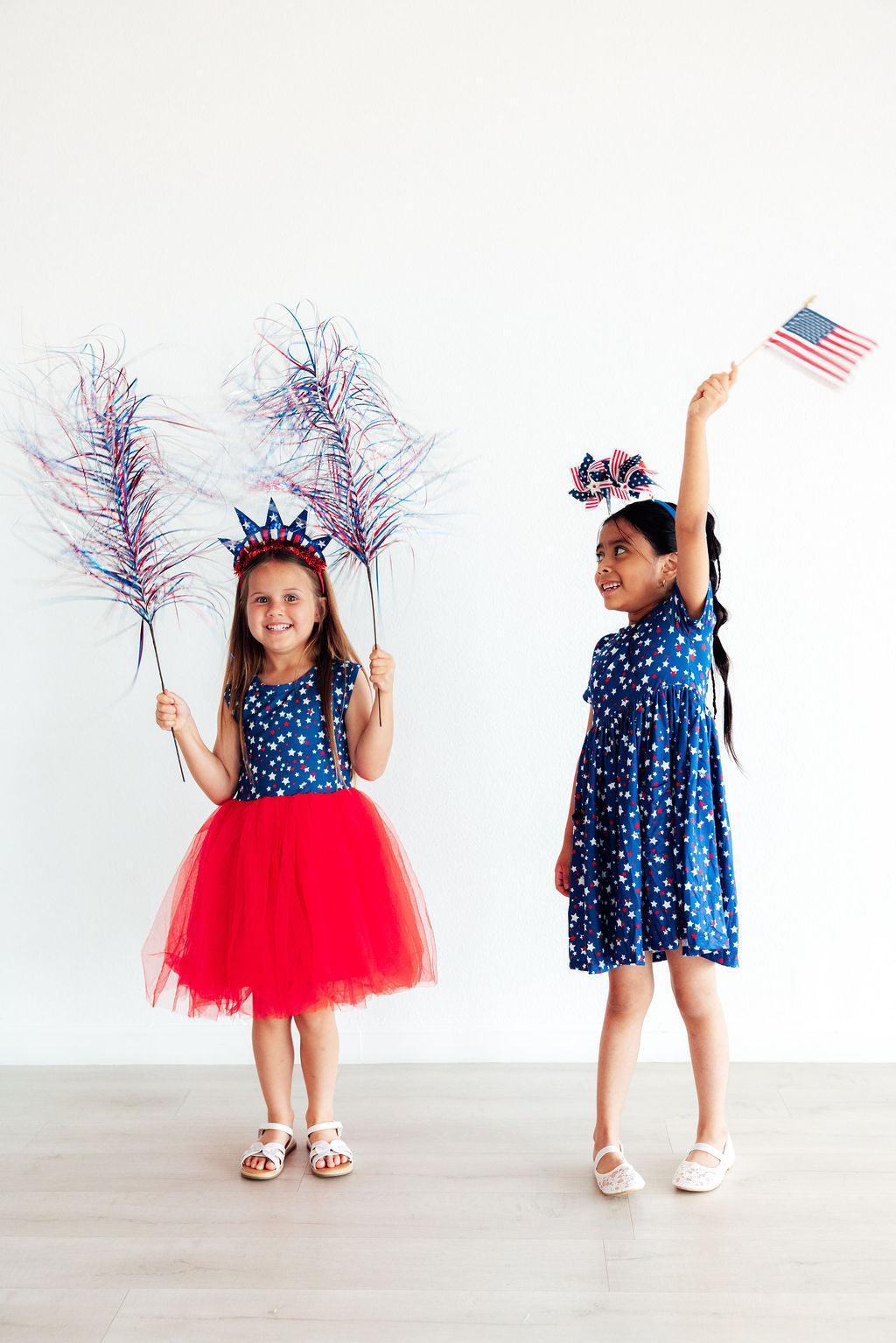 Star Bright Short Sleeve Pocket Twirl Dress