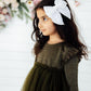 Olive Shimmer 3/4 Sleeve Tutu Dress