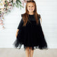 Black Shimmer 3/4 Sleeve Tutu Dress