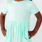 Pastel Green Short Sleeve Pocket Twirl Dress