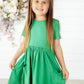 Kelly Green Short Sleeve Pocket Twirl Dress
