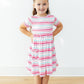 Pastel Stripes Short Sleeve Pocket Twirl Dress