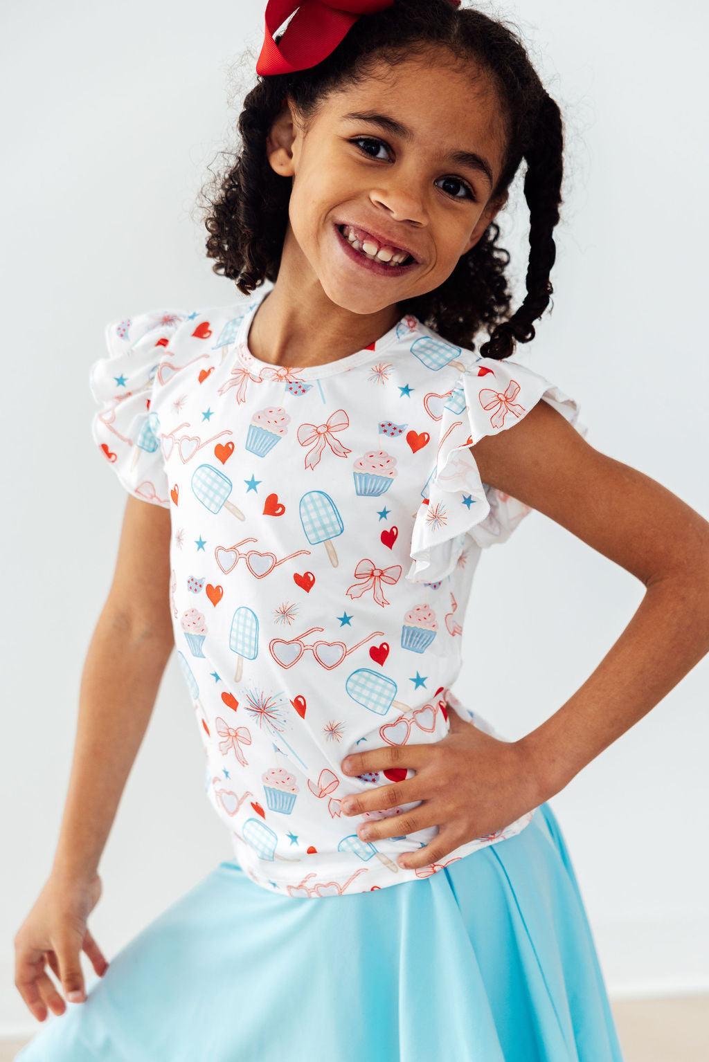 Red, White, & Sweet Short Sleeve Ruffle Tee