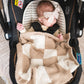 Plush Mini Blanket - Taupe Checker