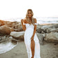 Odella Off Shoulder Dress: Smocked Maxi in Off White