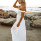 Odella Off Shoulder Dress: Smocked Maxi in Off White