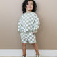 Organic Cotton Checkered Crewneck & Shorts Set