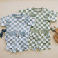 Organic Cotton Checkered Crewneck & Shorts Set