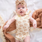 Organic Knit Romper - Mocha Daisy