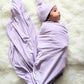 Swaddle Blanket, Hat and Headband Set - Purple