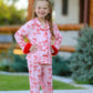 Christmas Bow Girls Pajama Set with Furry Trim