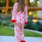 Christmas Bow Girls Pajama Set with Furry Trim