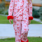 Christmas Bow Girls Pajama Set with Furry Trim