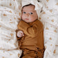 Ruffle Zipper One Piece - Caramel Ribbed