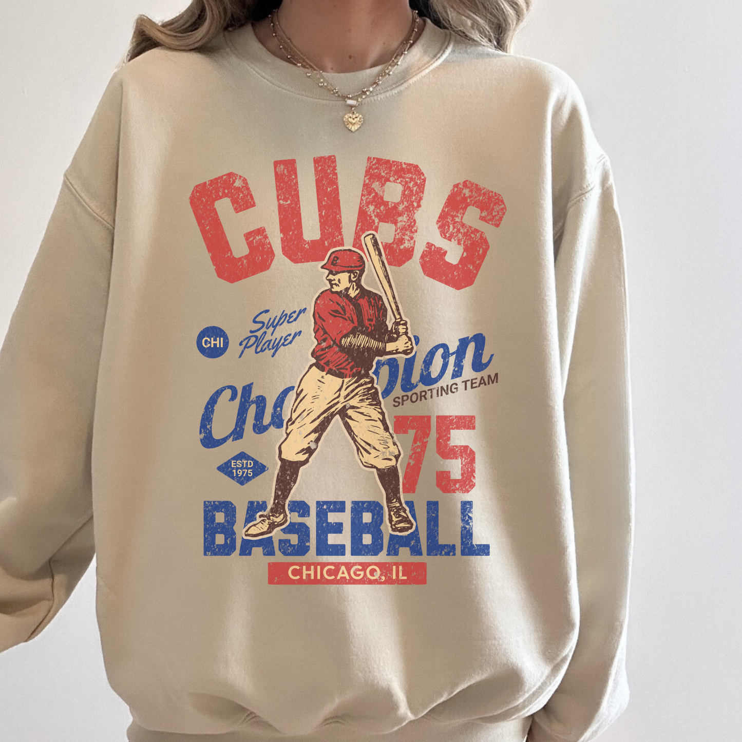 Chicago Cubs Vintage Inspired Crewneck Sweatshirt - 4 colors