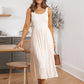 Scoop Neck Pleated Skirt Midi Tank Dress