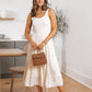 Scoop Neck Pleated Skirt Midi Tank Dress