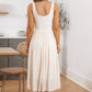 Scoop Neck Pleated Skirt Midi Tank Dress