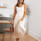 Scoop Neck Pleated Skirt Midi Tank Dress