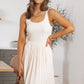 Scoop Neck Pleated Skirt Midi Tank Dress