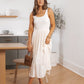 Scoop Neck Pleated Skirt Midi Tank Dress