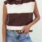 Sleeveless Brown and Cream Striped Sweater