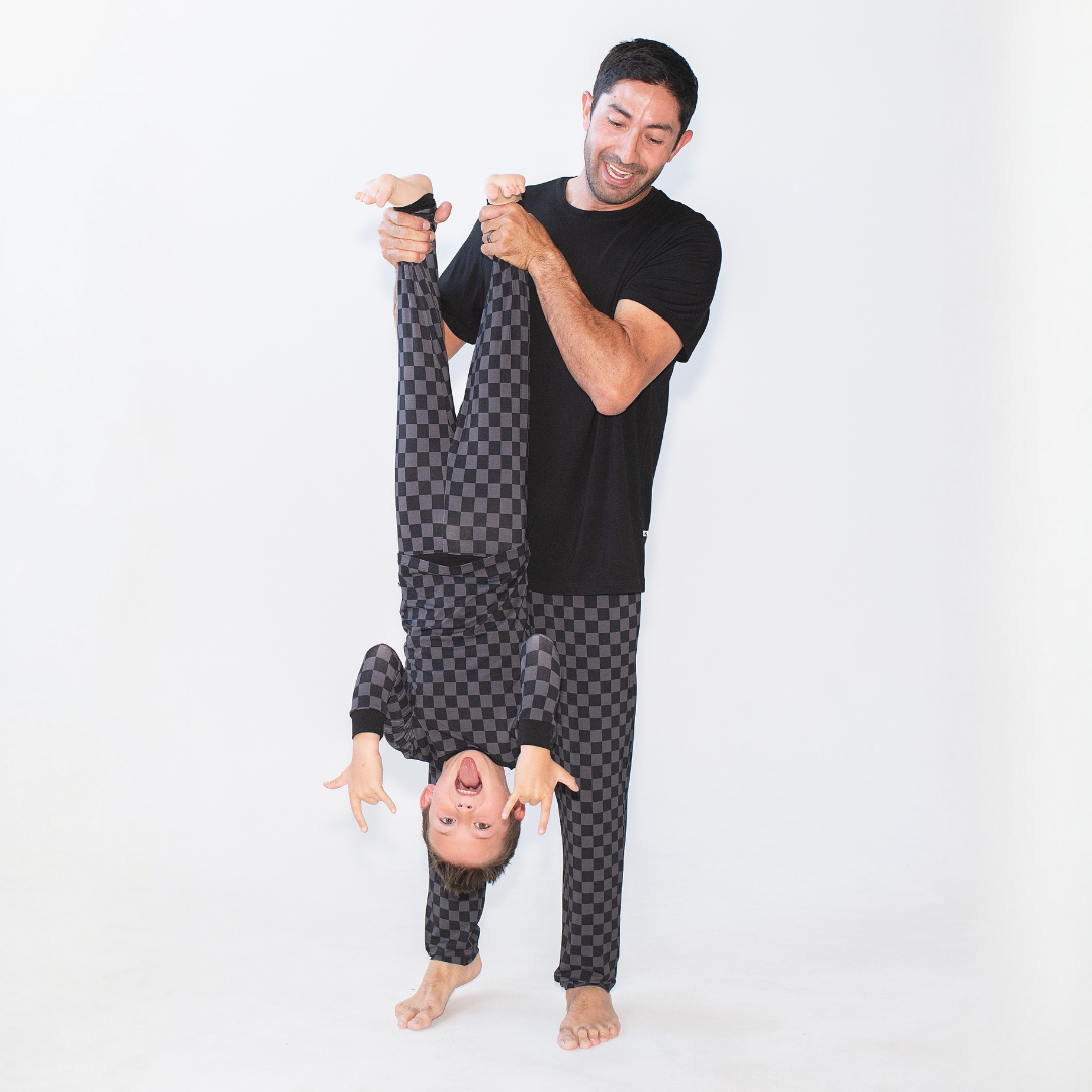 Black & Gray Checkered Two-Piece Pajama Set