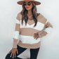 Tan and Ivory Striped Sweater