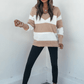 Tan and Ivory Striped Sweater