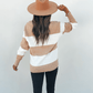 Tan and Ivory Striped Sweater