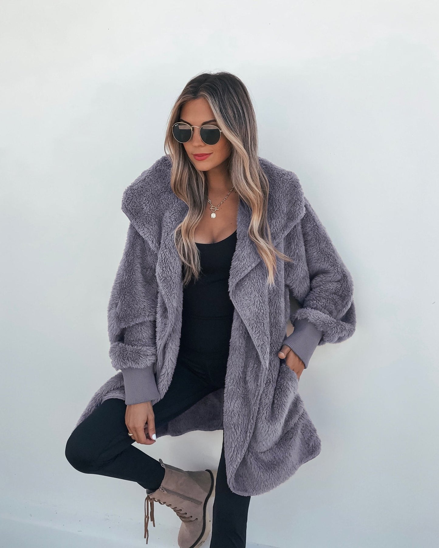 Teddy Fleece Hooded Cardigan