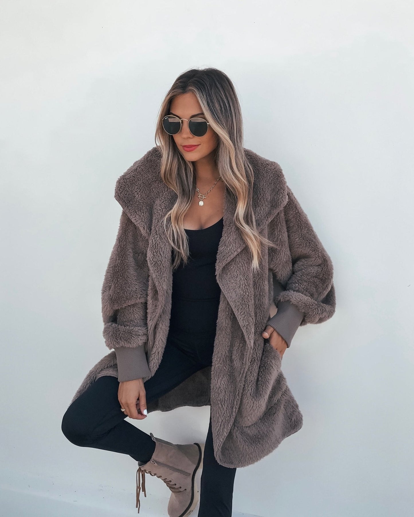 Teddy Fleece Hooded Cardigan