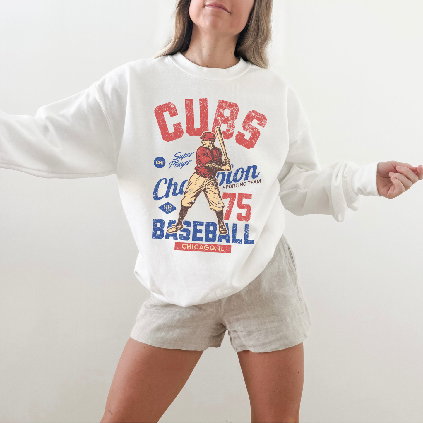 Chicago Cubs Vintage Inspired Crewneck Sweatshirt - 4 colors